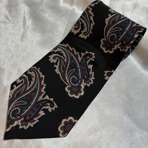 Vintage Reed St. James 100% Silk Paisley Tie Black Teal Burgundy USA Made